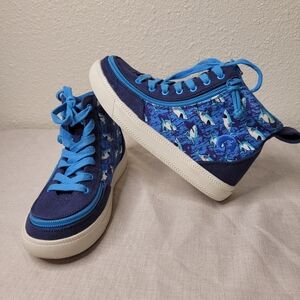 Billy Footwear Shark Classic High Top Sneakers Youth Size 1M Canvas Zip-Up Shoes